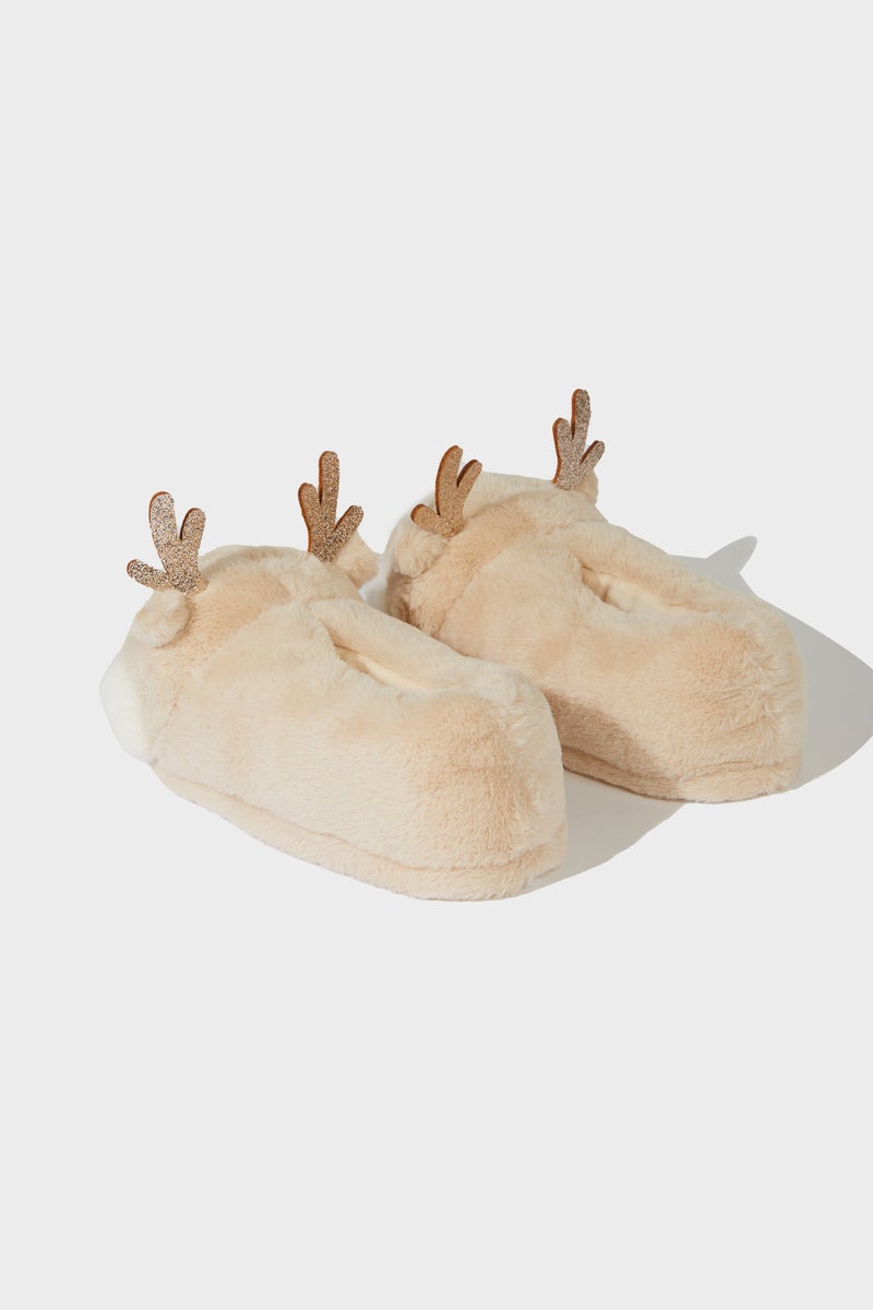 DeFacto Brown Girl Girl Flat Sole Christmas Home Slippers Casual - Image 3